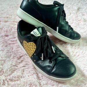 Ellen DeGeneres Black Studded Heart Love Whimsygoth Patent Leather Sneaker